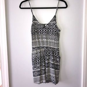 H&M Navy Blue/Cream Patterned Romper With Pockets